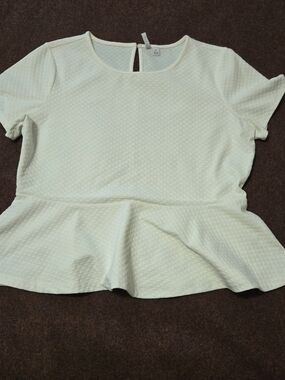 Elle Poplin Ivory Dot Shirt Size XL